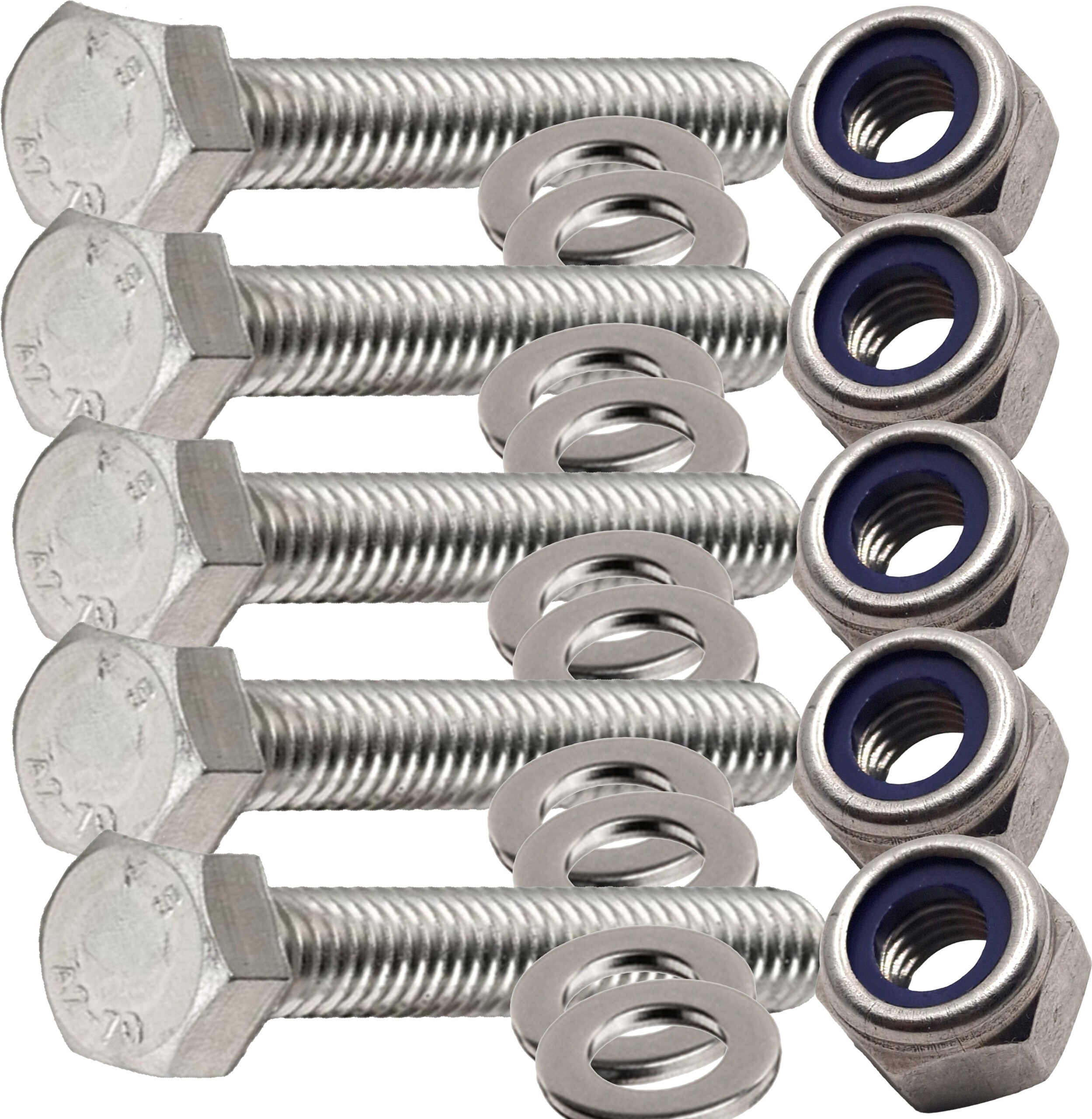 Hex Head Bolt Sets with Nyloc M3–M8 — A2 DIN 933/982