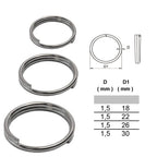 Split Round Rings 18–30mm Keyring — A2 Polished Stainless