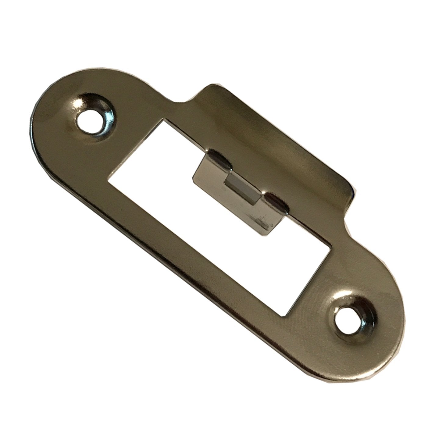 Polished Chrome Strike Plate — Round Corners, 70mm
