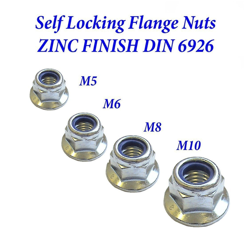 Flange Nyloc Nuts M5–M10 — Zinc-Plated Grade 8.8 DIN 6926