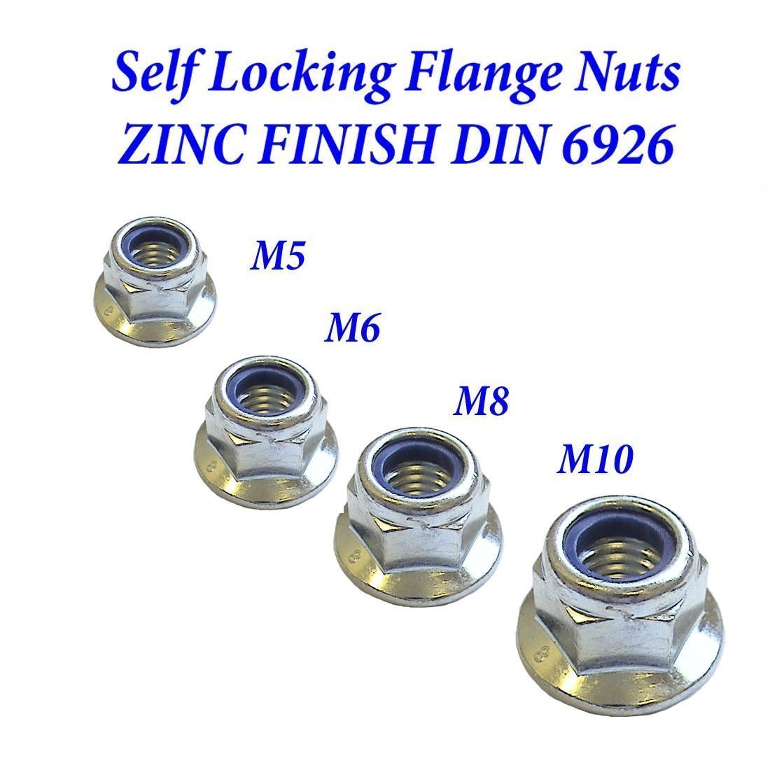 Flange Nyloc Nuts M5–M10 — Zinc-Plated Grade 8.8 DIN 6926