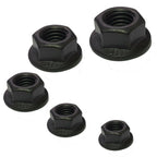 Black Serrated Flange Nuts M3–M10 — A2 Stainless DIN 6923