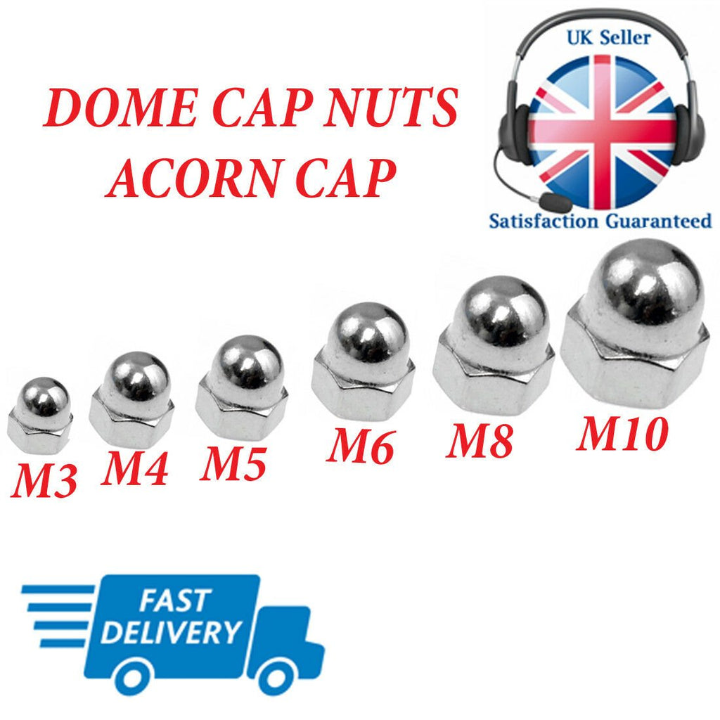 Dome Nuts M3–M10 — A2 Stainless Hex Acorn DIN 1587