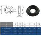 Black Finishing Cup Washers M3–M8 — A4 Marine Stainless