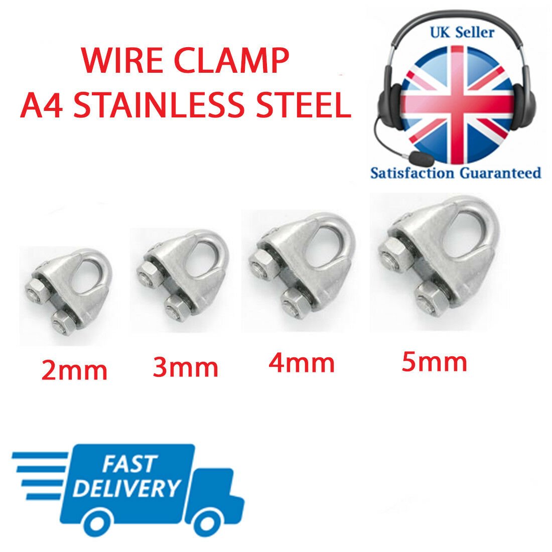 Wire Rope Clamps & Thimbles Set — A4 316 Marine Stainless