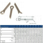 Split Cotter Pins 1.6–6.3mm Pack of 20 — A4 Marine 316