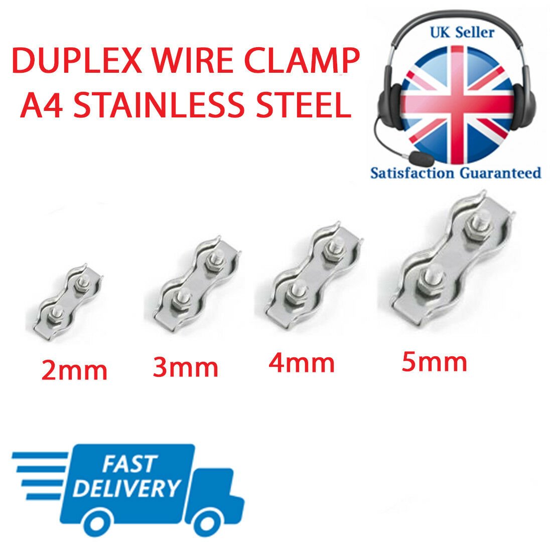 Wire Rope Clamps & Thimbles Set — A4 316 Marine Stainless