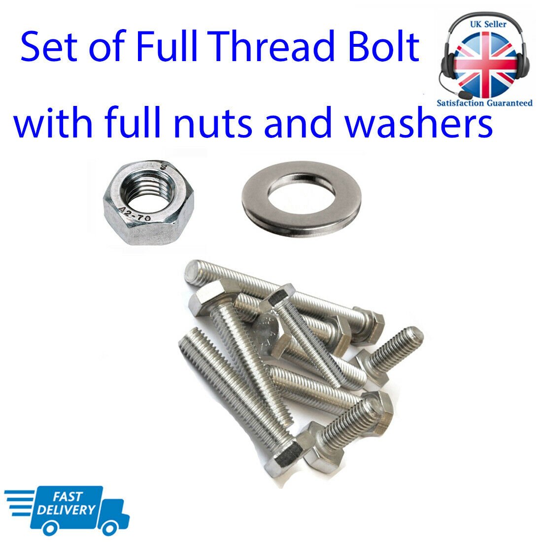 Hex Head Setscrew Bolt Sets M3–M8 — A2 Stainless DIN 933