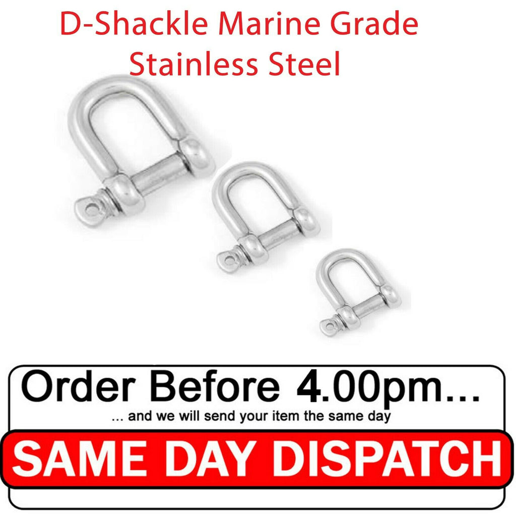 D-Shackle M4–M10 — A4 316 Marine Grade Stainless Steel