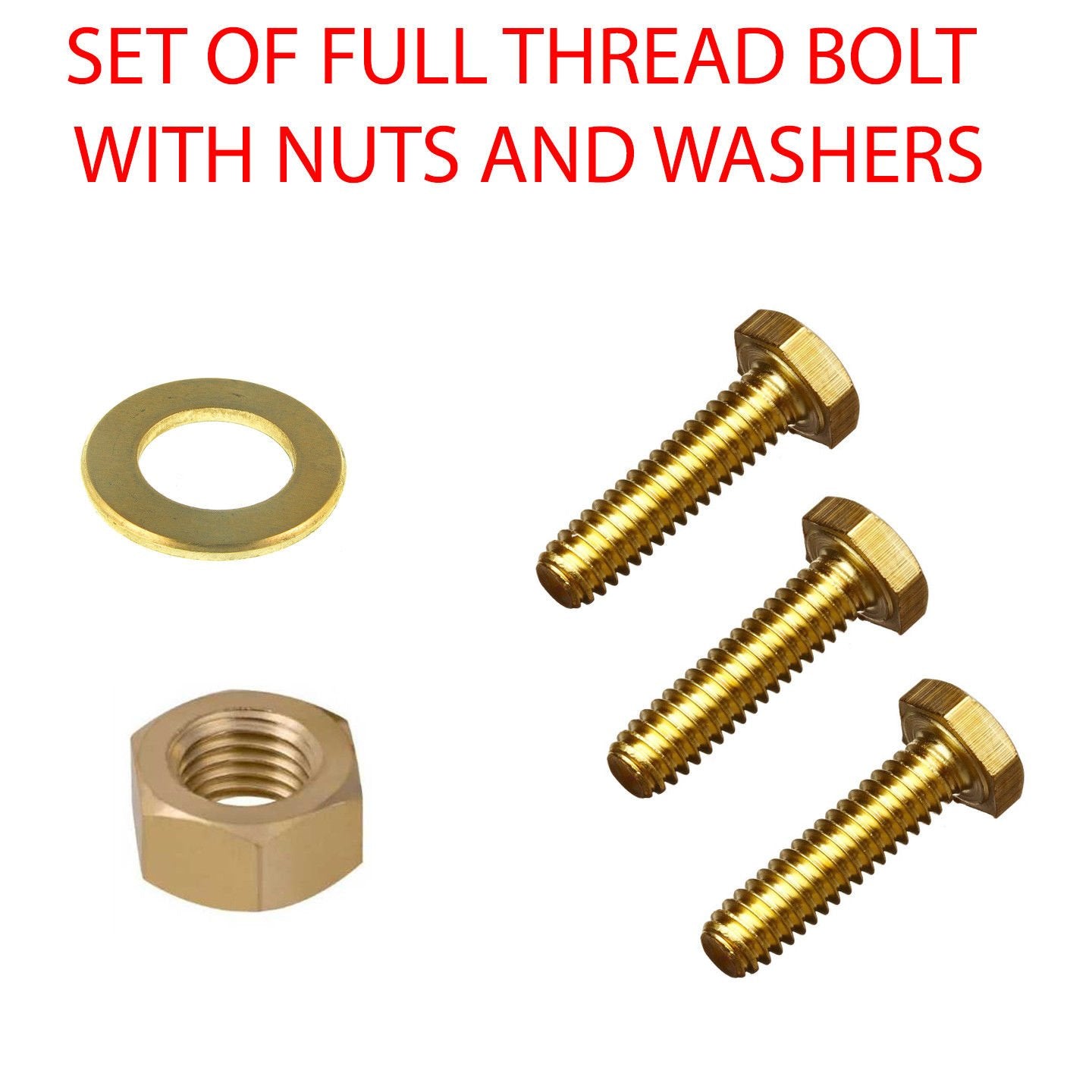Brass Hex Head Bolt Sets M4–M8 — Solid Brass DIN 933