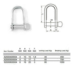 Flat Shackle M4–M6 — A4 316 Marine Grade Stainless Steel