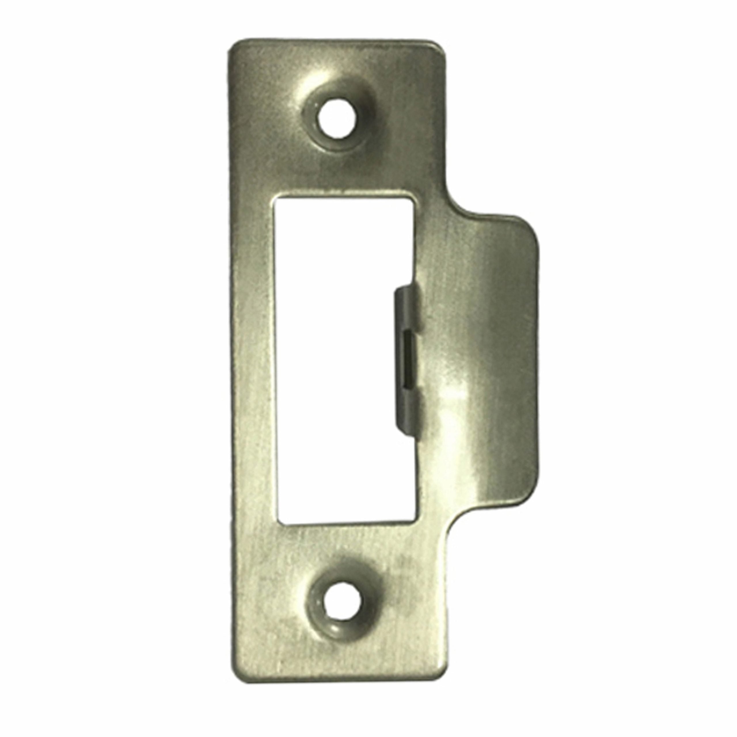 Satin Chrome Strike Plate — Square Corners, 75mm