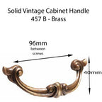 Vintage Cabinet Handle — Old Brass, Model 457B-96