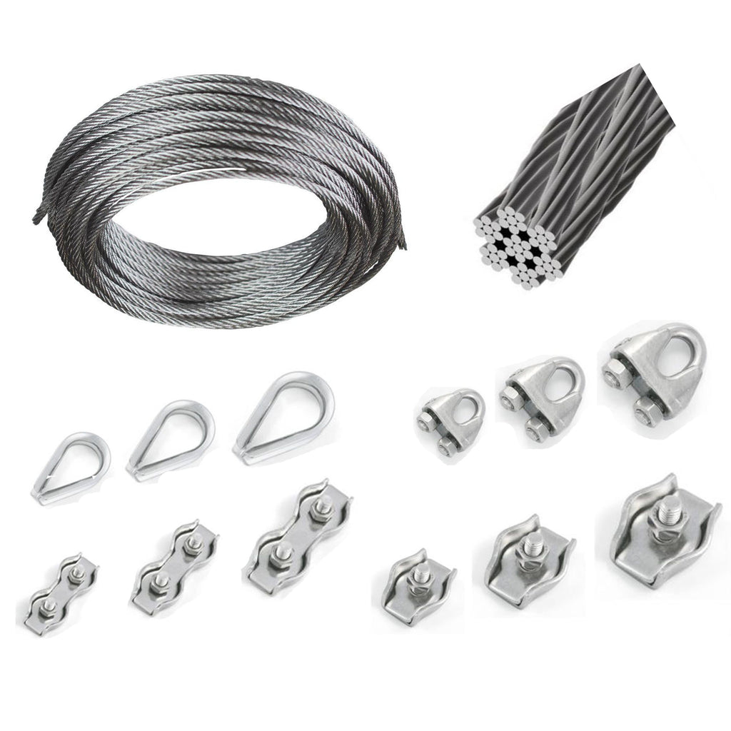 Wire Rope Clamps & Thimbles Set — A4 316 Marine Stainless