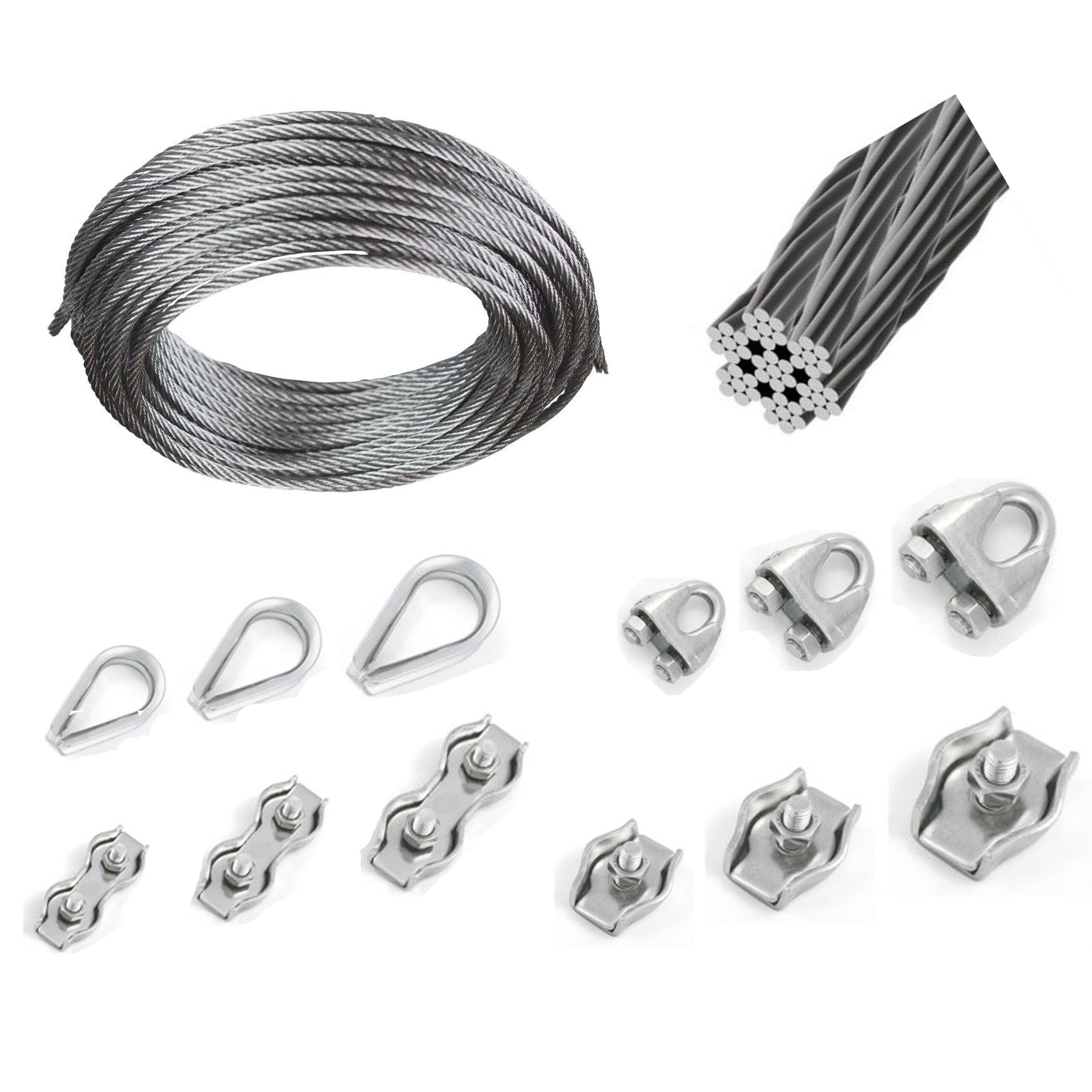 Wire Rope Clamps & Thimbles Set — A4 316 Marine Stainless