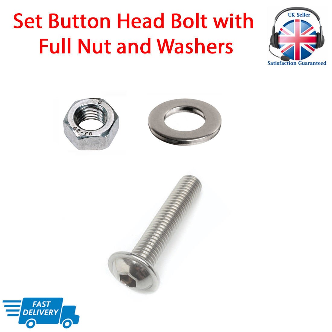 M3 M4 M5 M6 M8 STAINLESS FLANGED BUTTON HEAD BOLTS FLANGED NUTS & THICK WASHERS 
