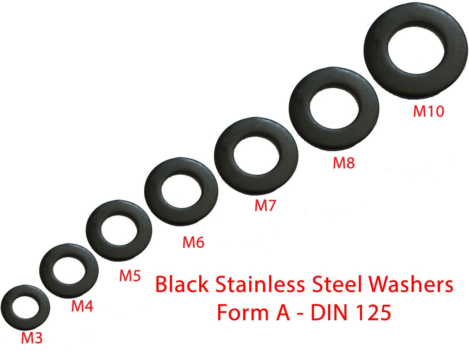 M6 M4 From Jacbolts Black Stainless Steel Flat Washer M3 M5 M8 